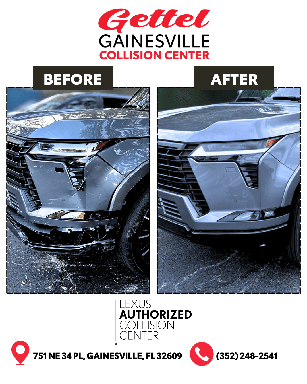 Before and After Collision Repair Example 3 - Gainesville