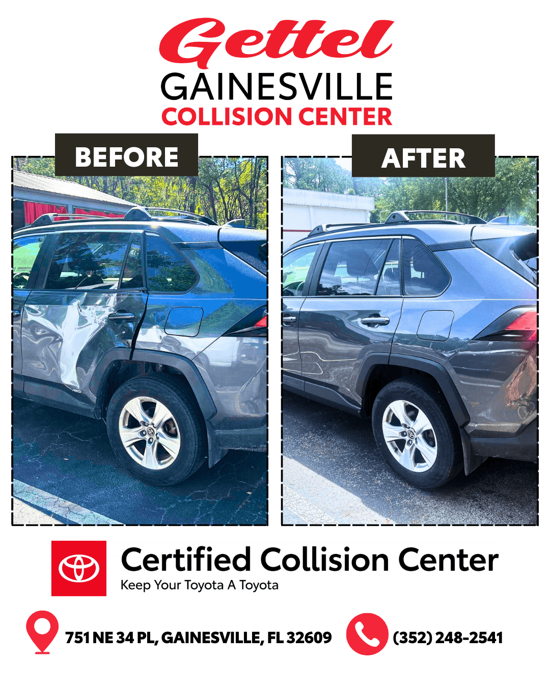 Before and After Collision Repair Example 4 - Gainesville