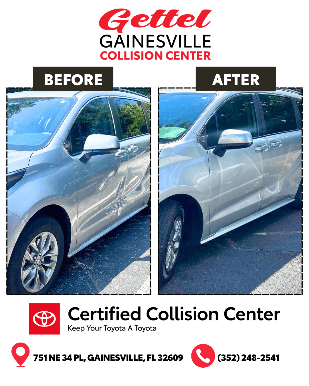 Before and After Collision Repair Example 5 - Gainesville