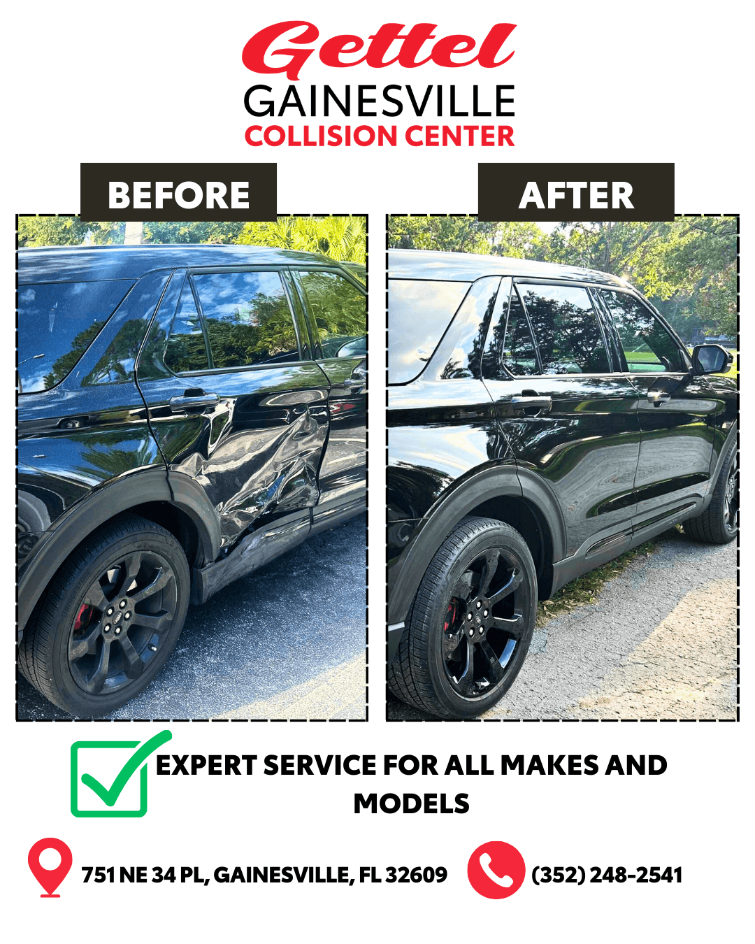 Before and After Collision Repair Example 7 - Gainesville